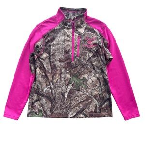 True Timber Women’s S Green Camouflage Pink 1/4 Zip Fleece Lined Pullover Jacket